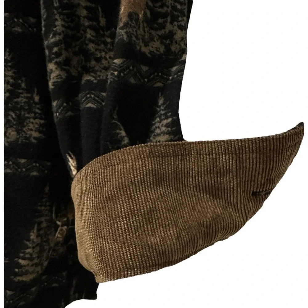 Legendary Whitetails Mens Shirt Deer‎ Brushed Cotton Corduroy Flip Cuff L Tall